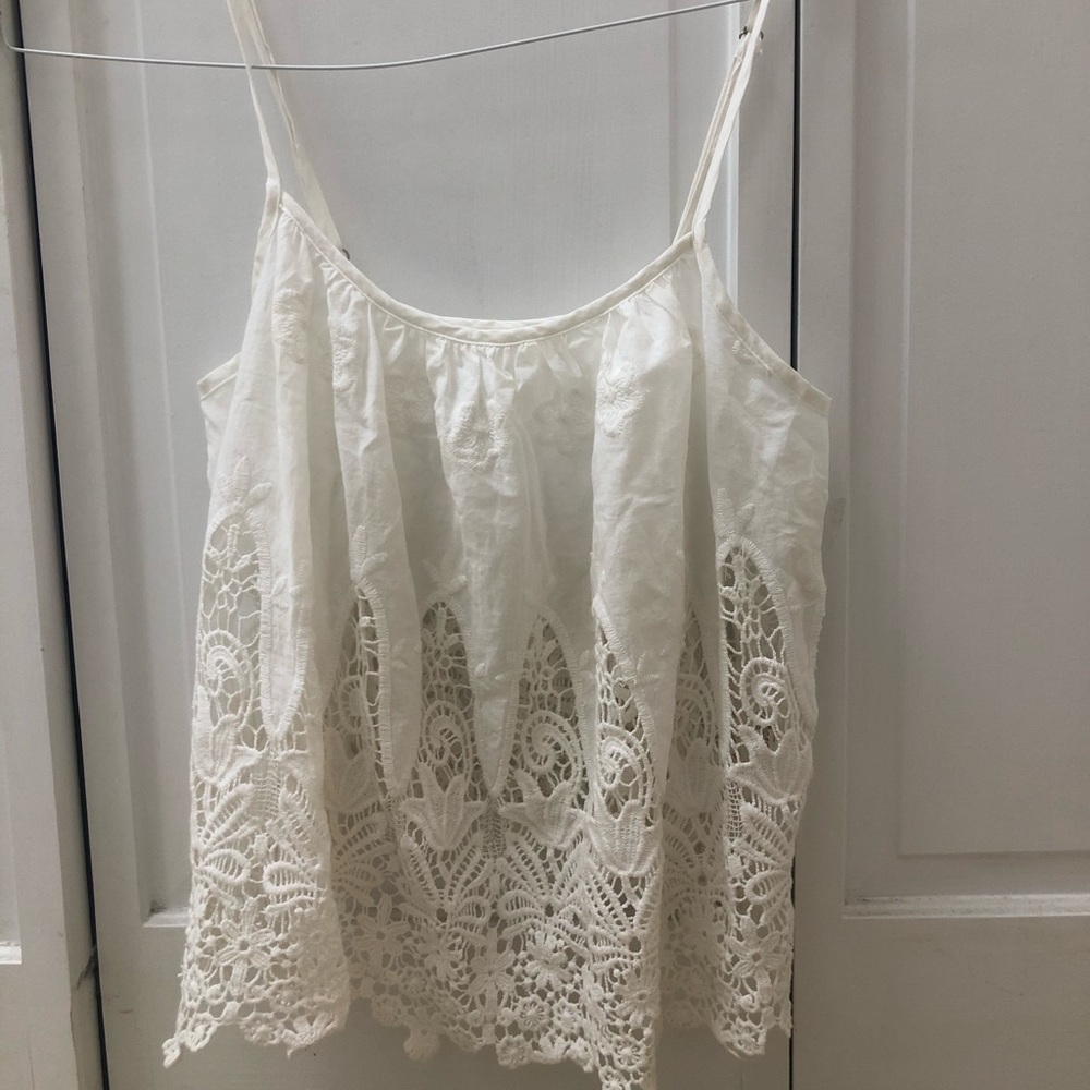 White LF Embroidered Tank Top